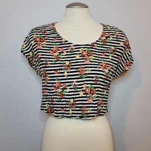 Material Girl | Striped and Floral Crop Top